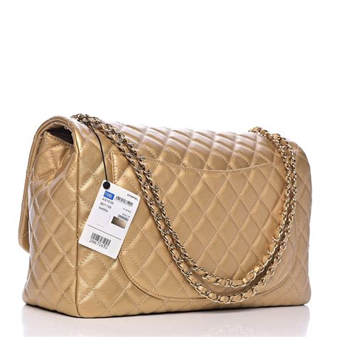 chanel metallic calfskin classic flap bag|jumbo Chanel bag price.